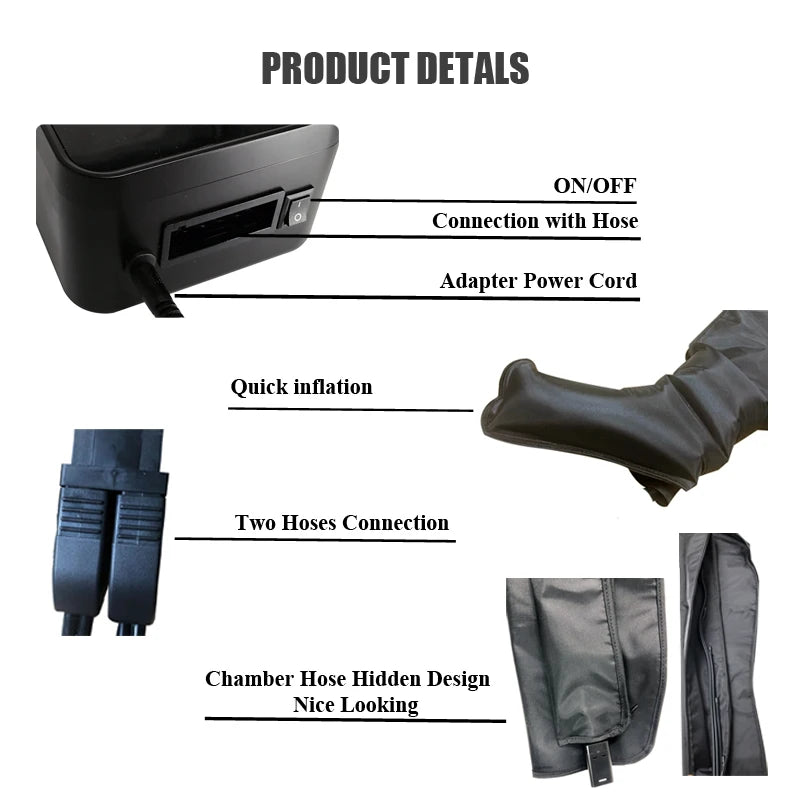 Presoterapia Air Compression Leg Massager Wraps – 6-Chamber Foot & Calf Therapy with LCD - Image 5