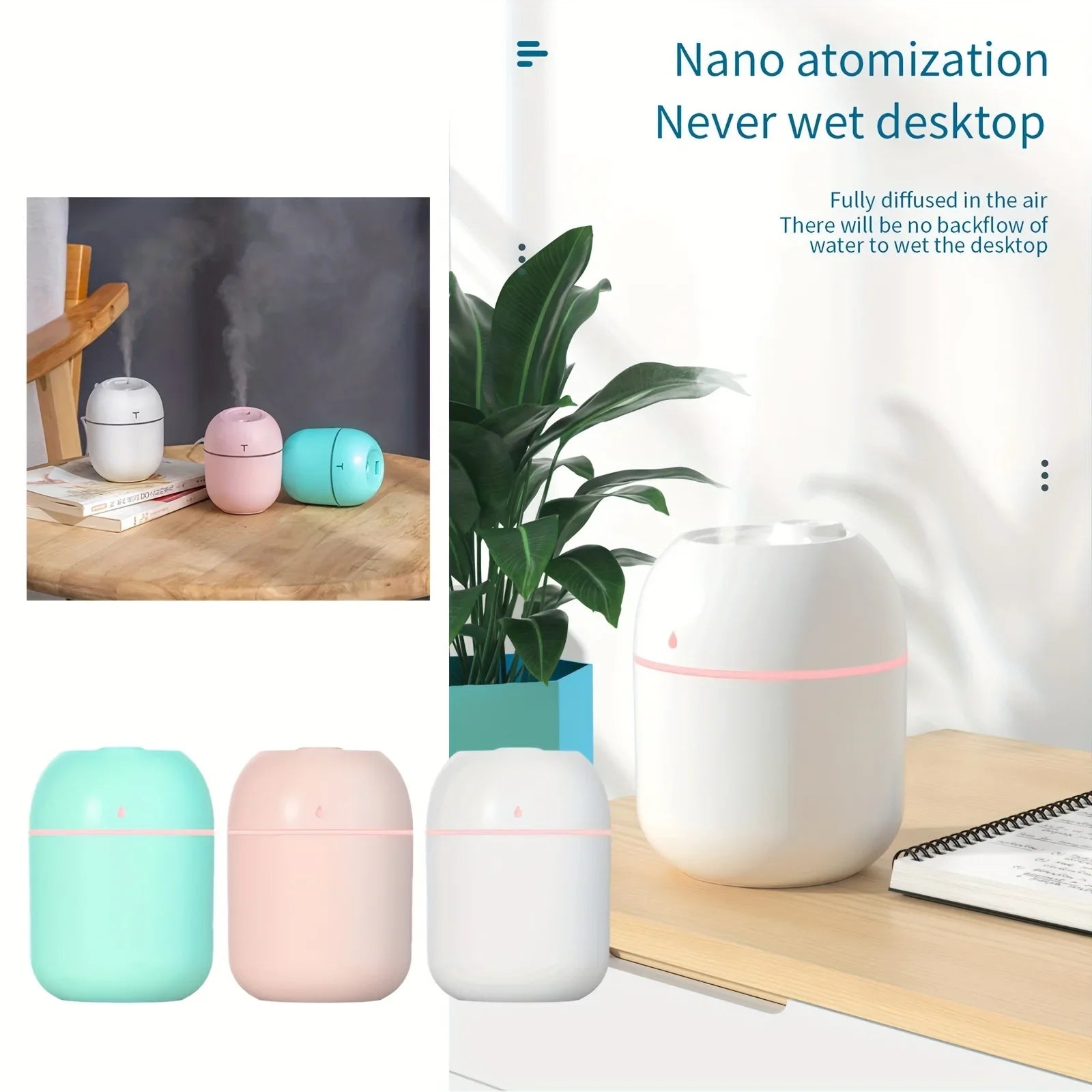 Portable 220ml Mini Mist Humidifier – H2O Spray Cup with Aroma Diffuser & USB Power - Image 6