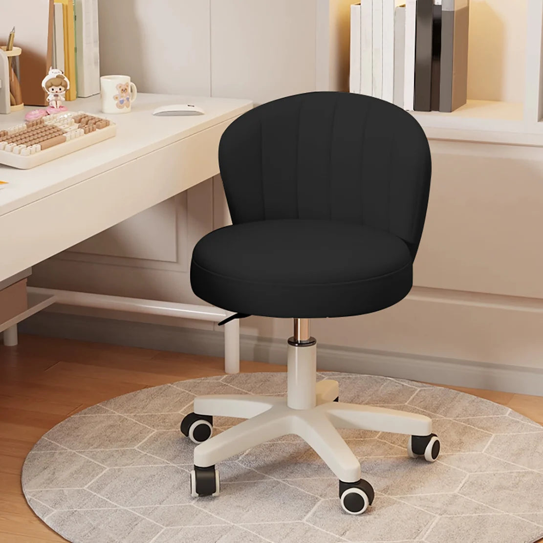 Small Round Rolling Desk Chair – Armless PU Leather Vanity & Spa Stool - Image 7