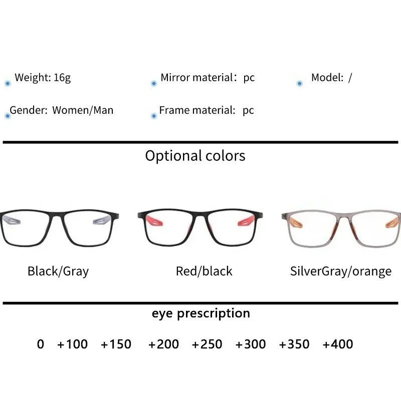 Unisex Ultralight TR90 Blue Light Blocking Reading Glasses – HD Square Prescription Eyewear - Image 5