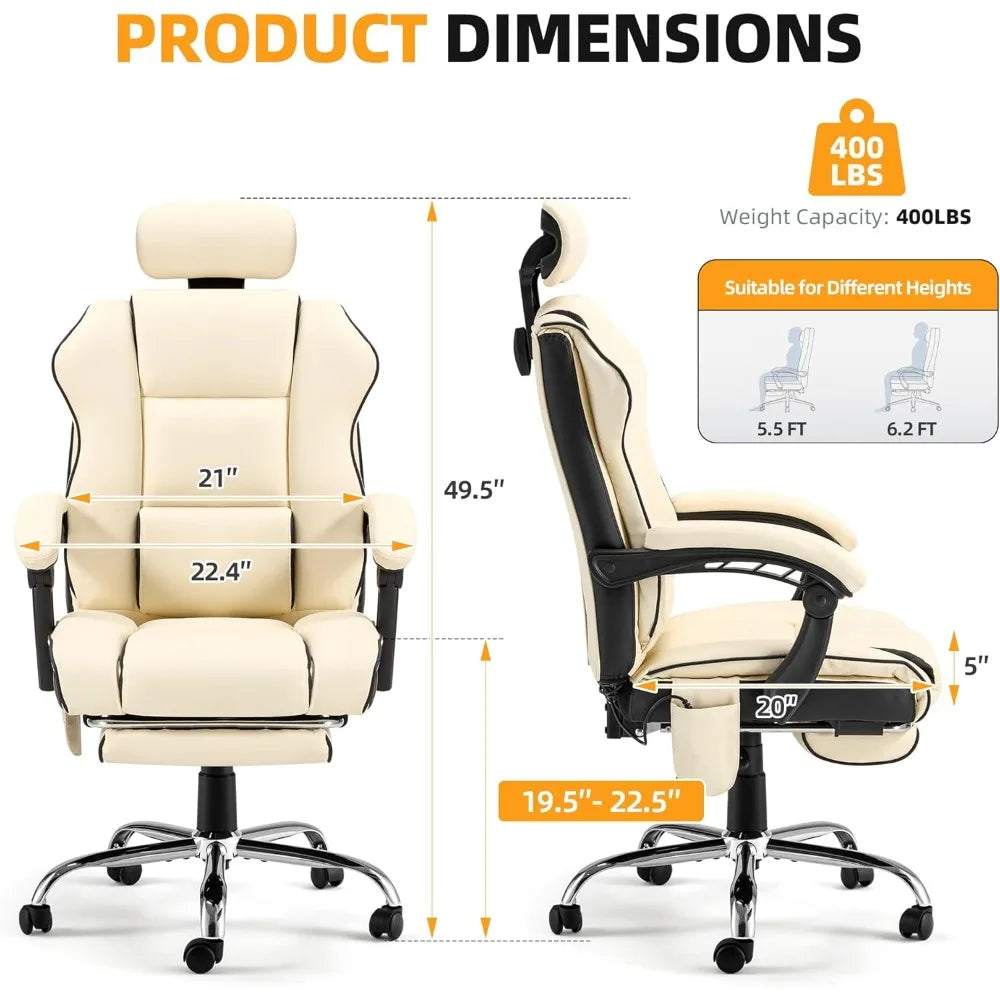 6-Point Massage Executive Office Chair – Heated Recliner with Footrest - Image 2
