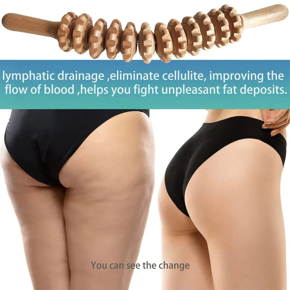 Curved Wooden Massage Roller – Body Shaping Tool for Cellulite & Lymphatic Drainage - Image 3