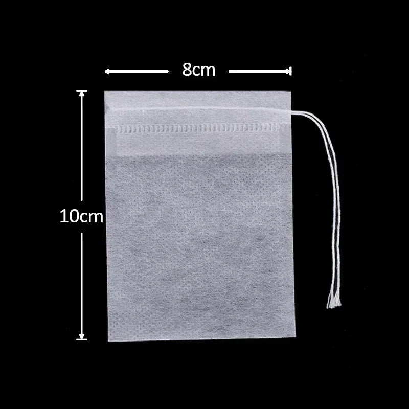 500/50pcs Disposable Tea Filter Bags – Non-Woven Fabric with Drawstring for Tea, Coffee & Spices - Image 8