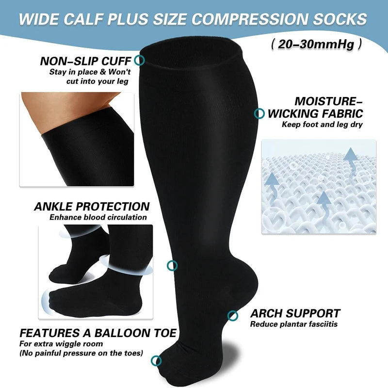 Unisex Compression Socks – Knee-High Support for Varicose Veins, Sports, Travel & Pain Relief - Image 2