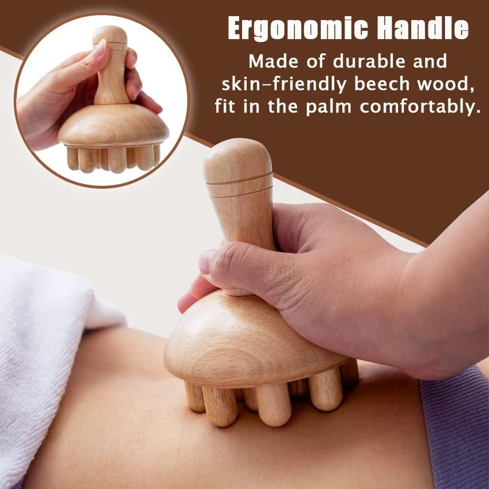 Wooden Mushroom Shape Massage Tool – Manual Wood Therapy for Full Body Anti-Cellulite & Lymphatic Drainage - Image 3