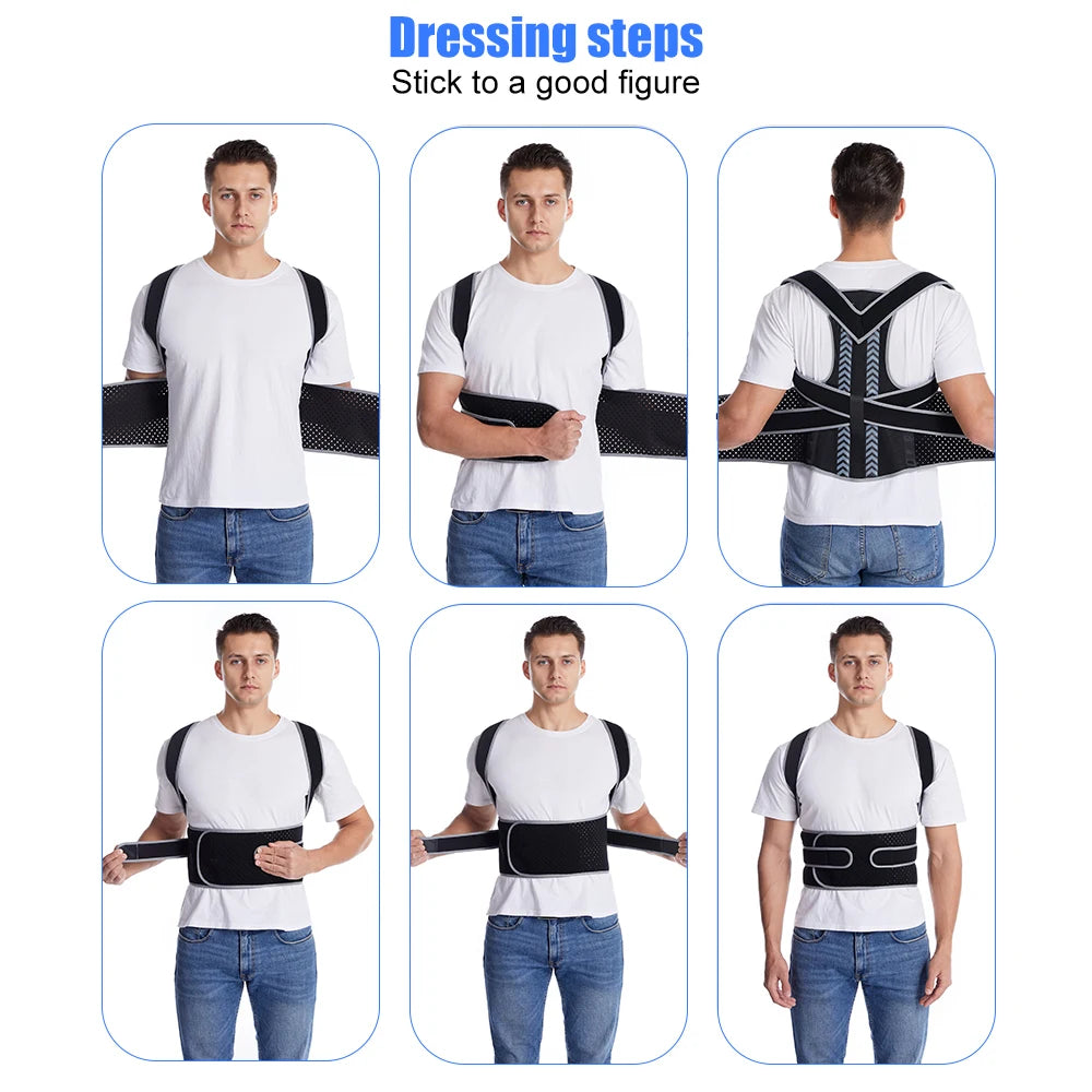 Straight Back Posture Corrector – Adjustable Shoulder & Lumbar Support Brace with Spine Plate - Image 5