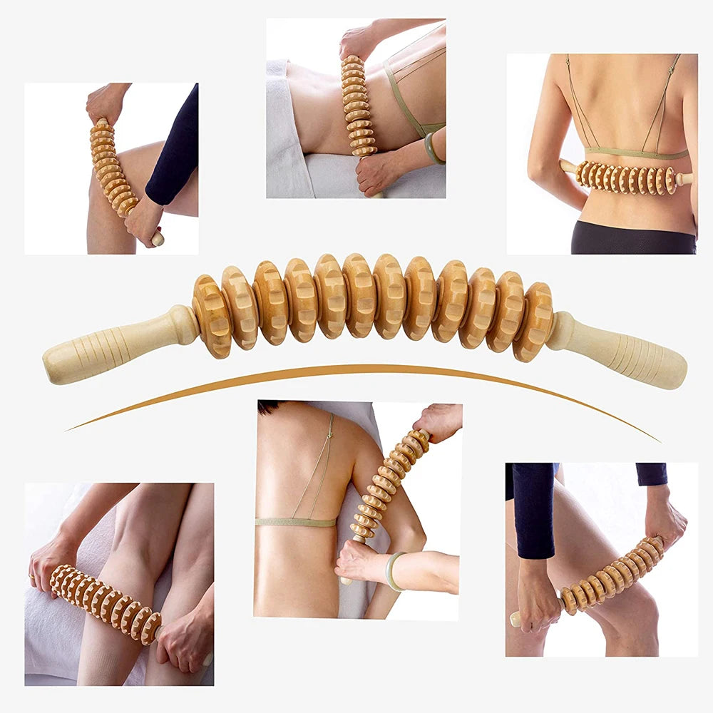 12-Wheel Wood Therapy Roller Stick – Curved Maderoterapia Colombiana Massager for Lymphatic Drainage - Image 6