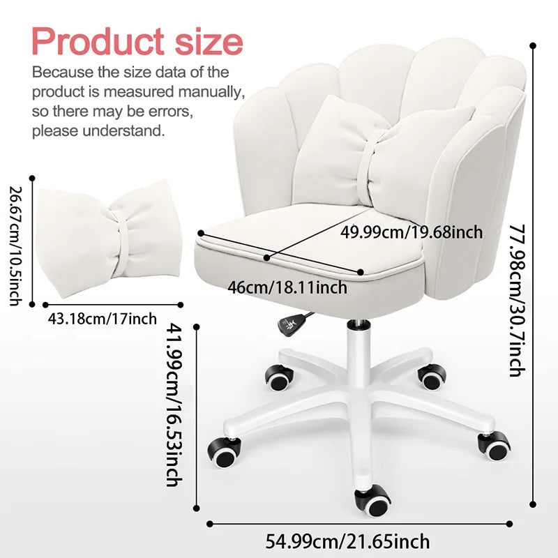 Cute Petal Velvet Desk Chair – Butterfly Design with Bow Cushion - Image 2