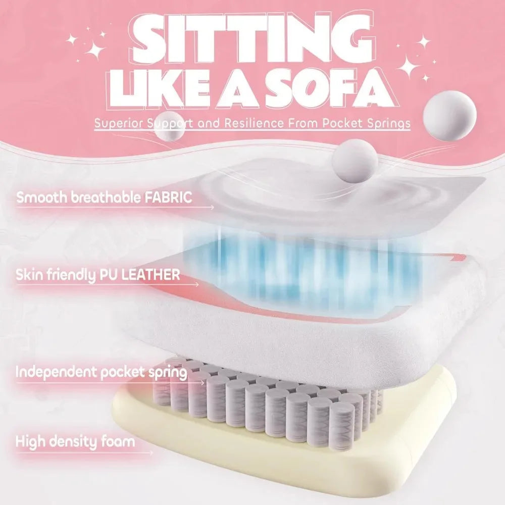 Cute Gaming Chair with Cat Ears – Ergonomic Recliner with Footrest & Paw Cushion - Image 6