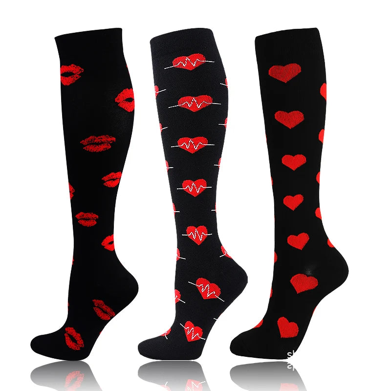 3 Pairs/Pack Compression Socks – 30mmHg Knee-High Support for Men & Women (58 Styles) - Image 42