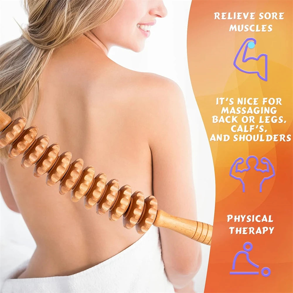 Curved Wooden Massage Roller – Body Shaping Tool for Cellulite & Lymphatic Drainage - Image 2