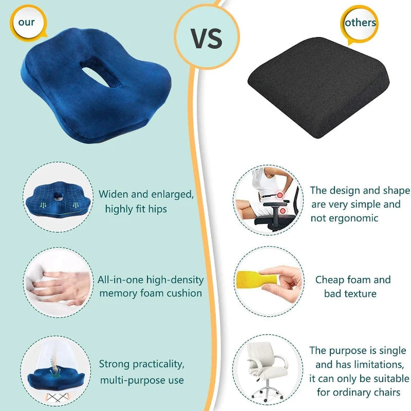 Memory Foam Seat Cushion – Orthopedic Coccyx Pillow for Car, Office & Home - Image 5