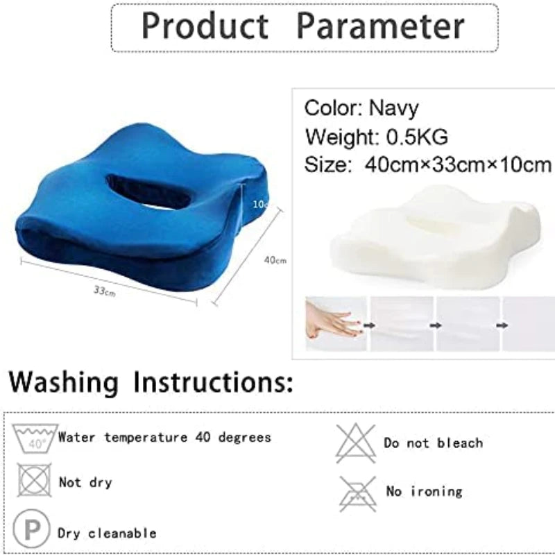 Memory Foam Seat Cushion – Orthopedic Coccyx Pillow for Car, Office & Home - Image 6