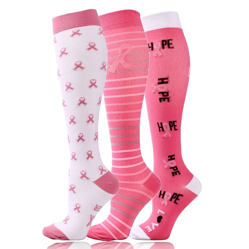 3 Pairs/Pack Compression Socks – 30mmHg Knee-High Support for Men & Women (58 Styles) - Image 35