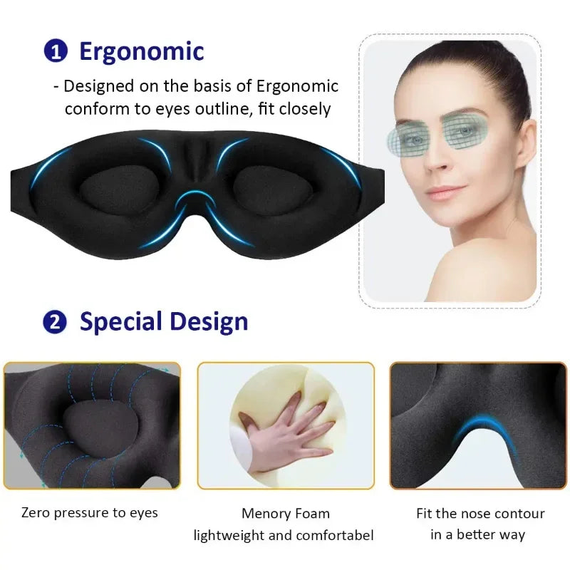 3D Contoured Eye Mask for Sleeping – Molded Night Blindfold for Women & Men - Image 2