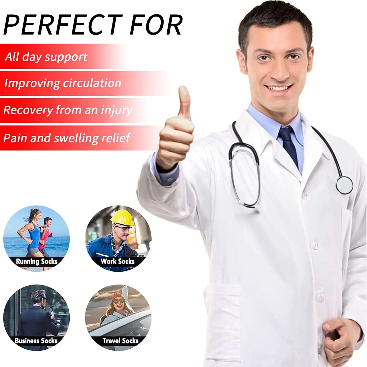 Plus Size Compression Socks – 30mmHg Knee-High Support for Men & Women with Varicose Veins - Image 2