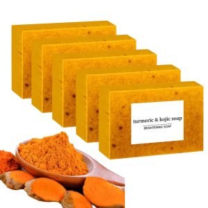 100g Turmeric Handmade Soap – Lemon Kojic Acid Soap for Face & Body Care (1/3/5pcs)