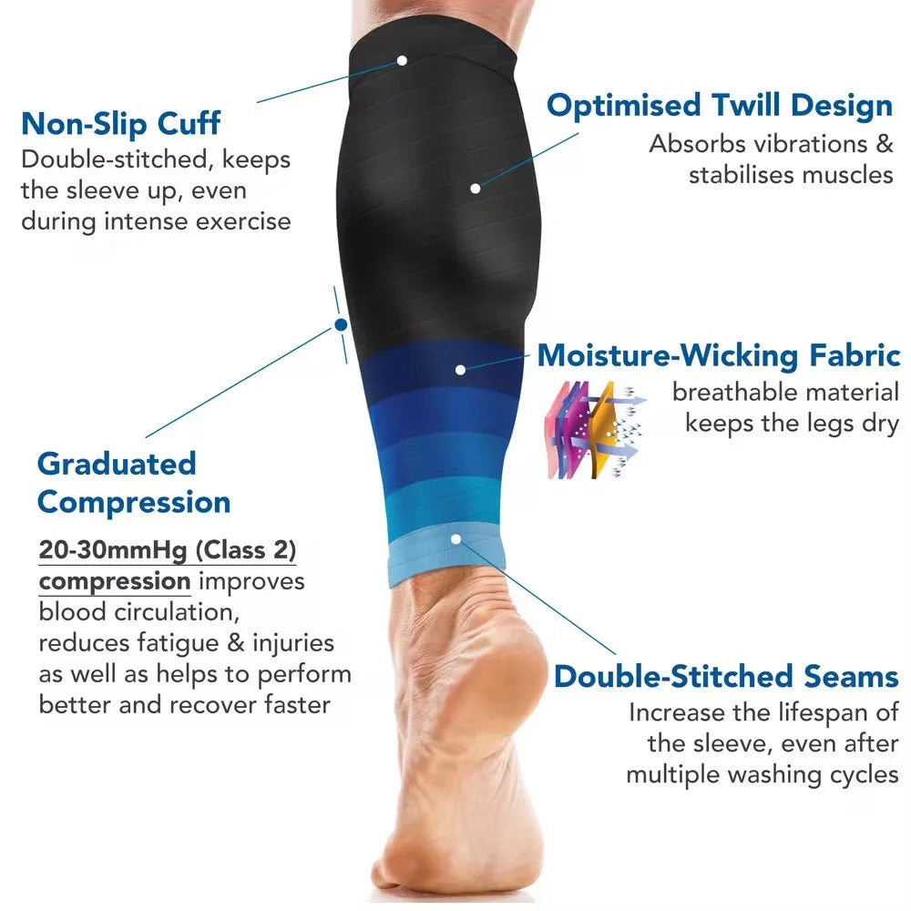 1 Pair Calf Compression Sleeves – 20–30mmHg Support for Running, Shin Splints & Fatigue Relief - Image 3