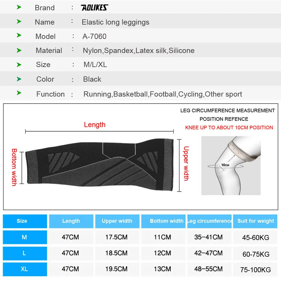 AOLIKES Long Leg Compression Sleeves – Full Knee Support for Sports & Pain Relief - Image 2