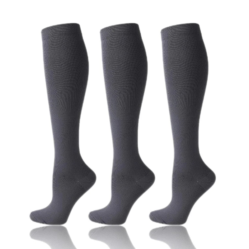 3 Pairs/Pack Compression Socks – 30mmHg Knee-High Support for Men & Women (58 Styles) - Image 48