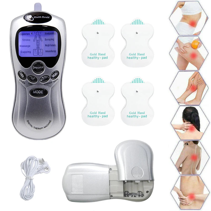 8-Mode Electric Body Massager – Portable TENS Device with 4 Electrode Pads