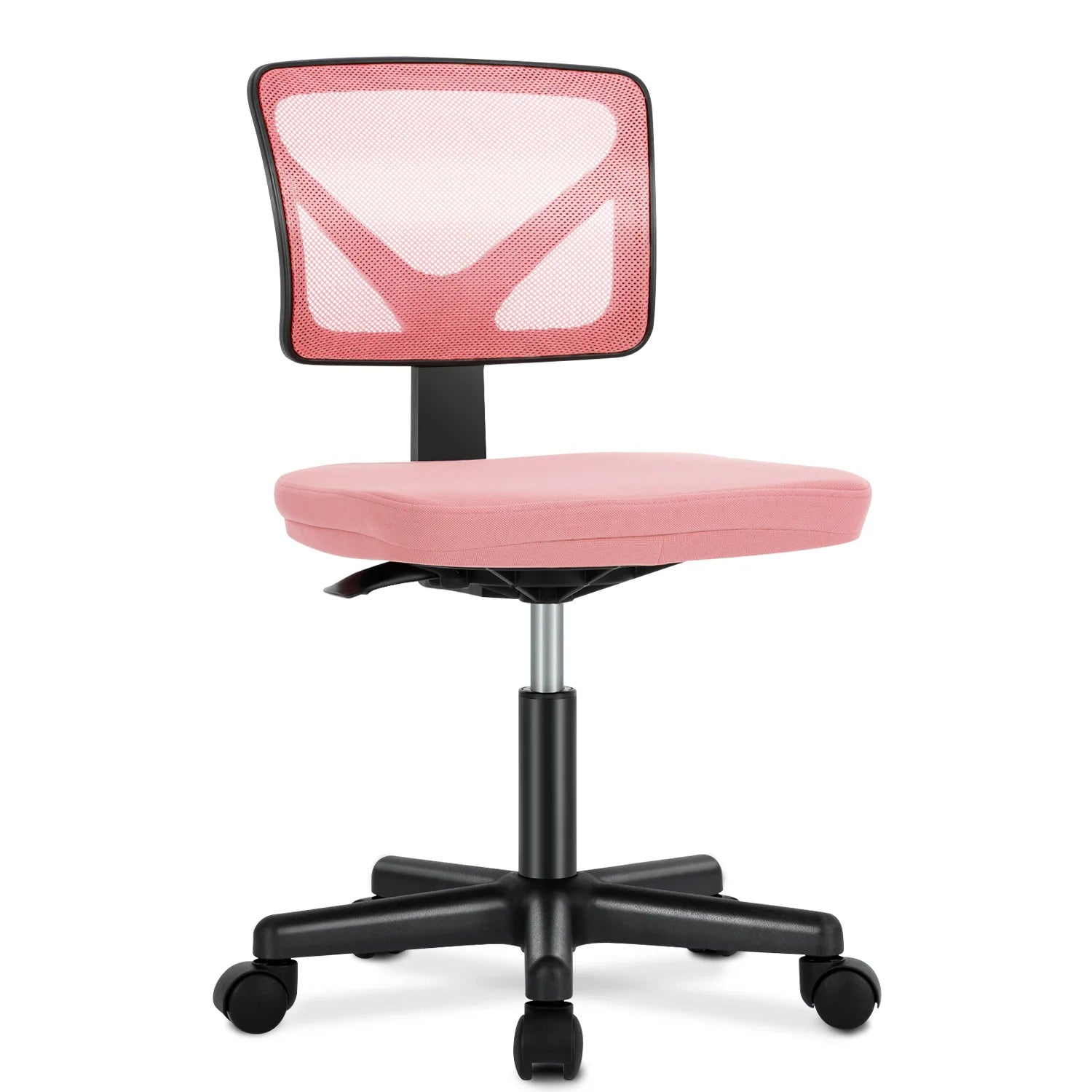 JHK Mesh Armless Office Chair – Low Back with Lumbar Support & Swivel Wheels - Image 10